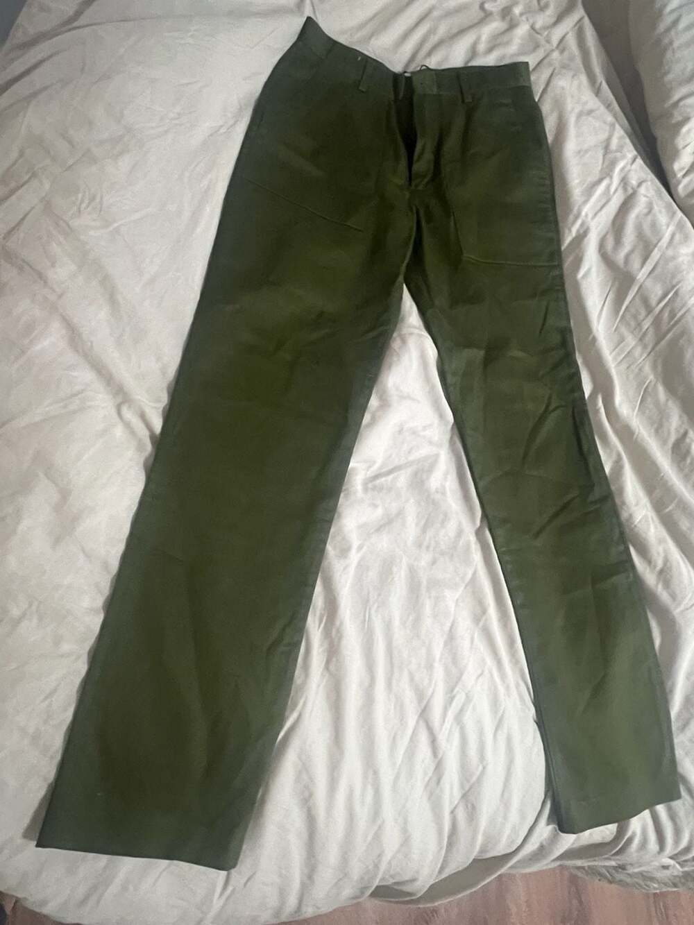Percival Utility Trousers Khaki Twill Size 30 Olive Green Chino Pants